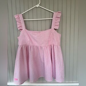 Simply Southern Pink and White Striped Blouse